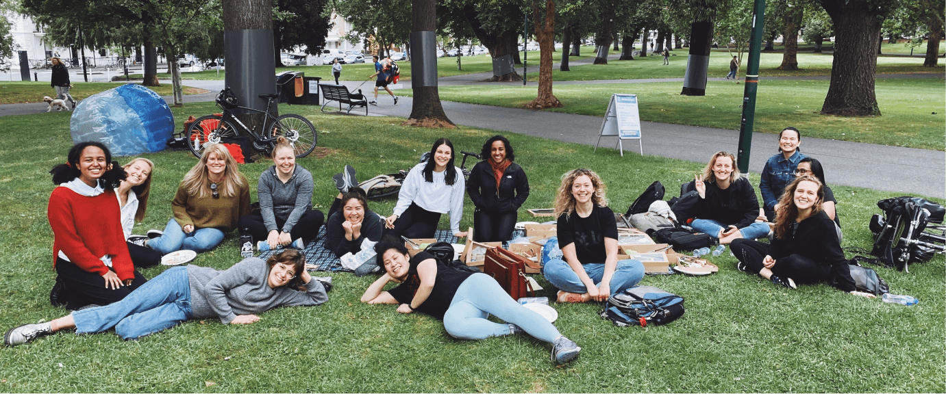 Several of the Stile team members at a picnic in a park